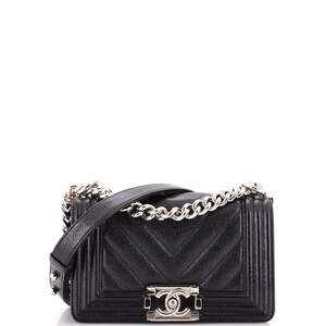 Chanel Small Boy Flap Bag Chevron Caviar